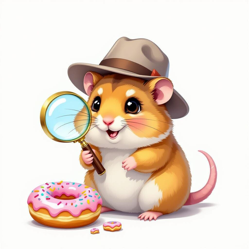 Hamster Detective: Kawaii Neon Art Illustration