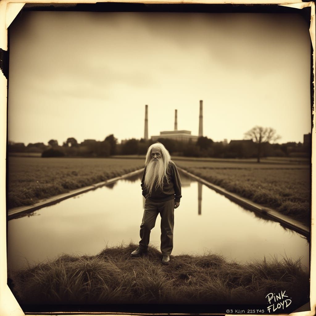 Scottish Field with Pink Floyd Logo in Tintype