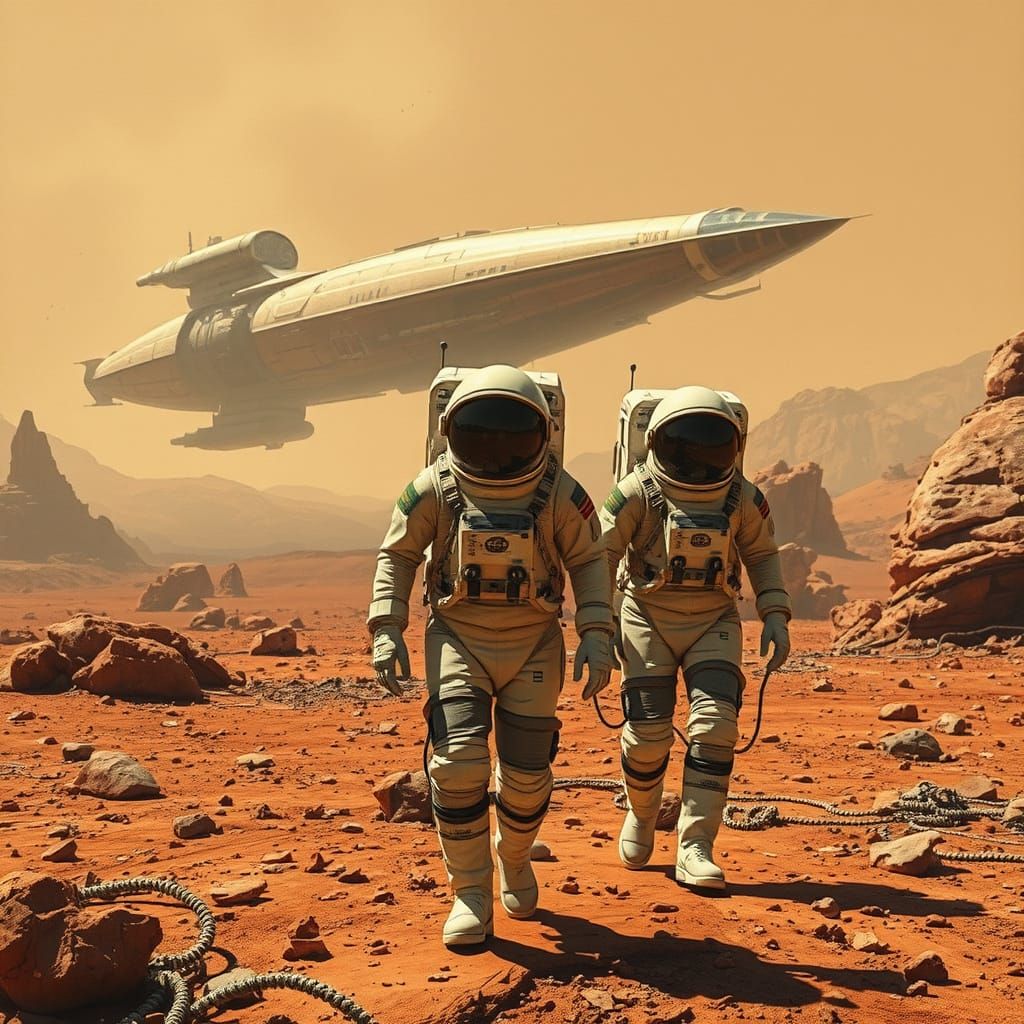 Rusty Martian Landscape Unveils Vintage Space Expedition