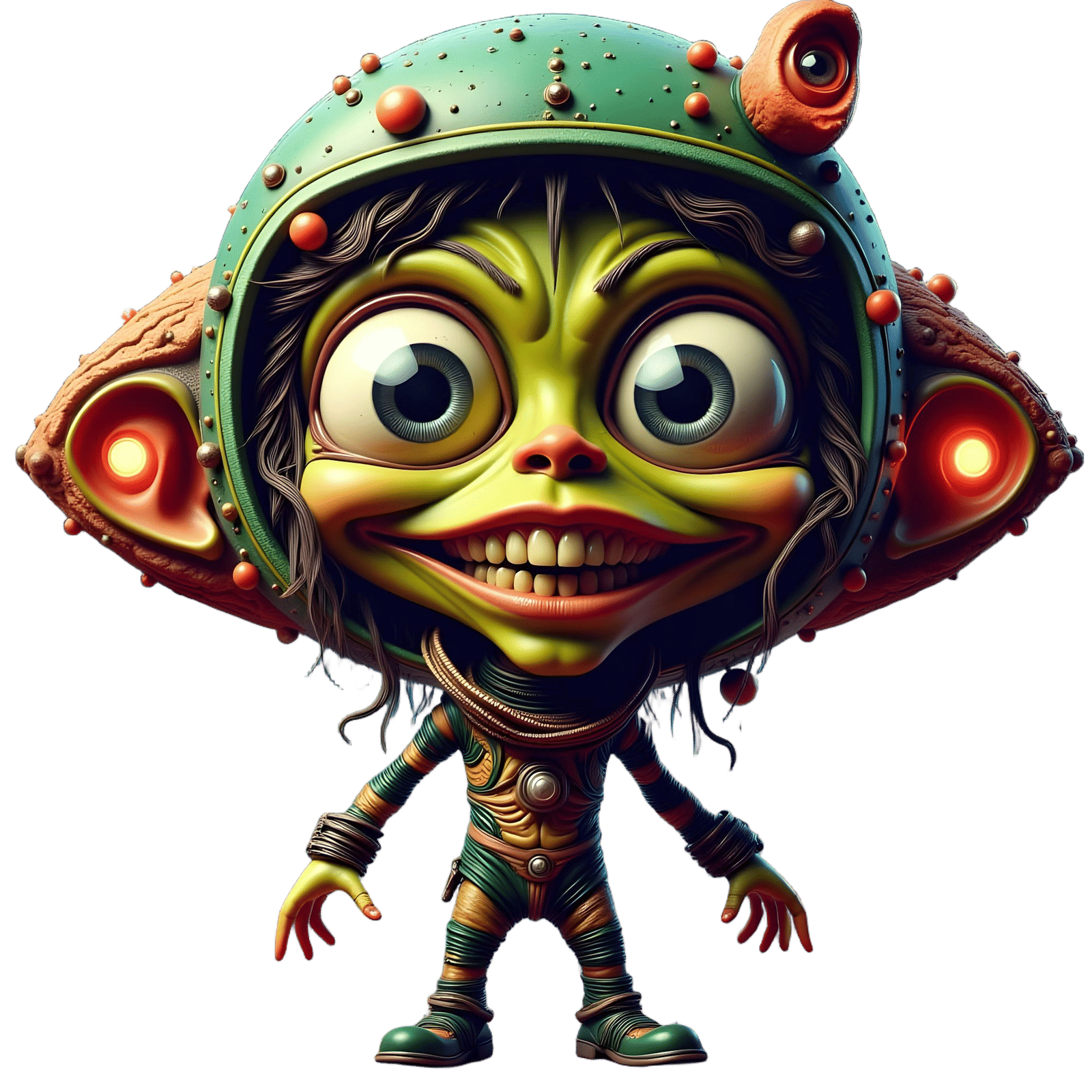 Surreal Space Alien in Lunatic Colorful Sticker Art