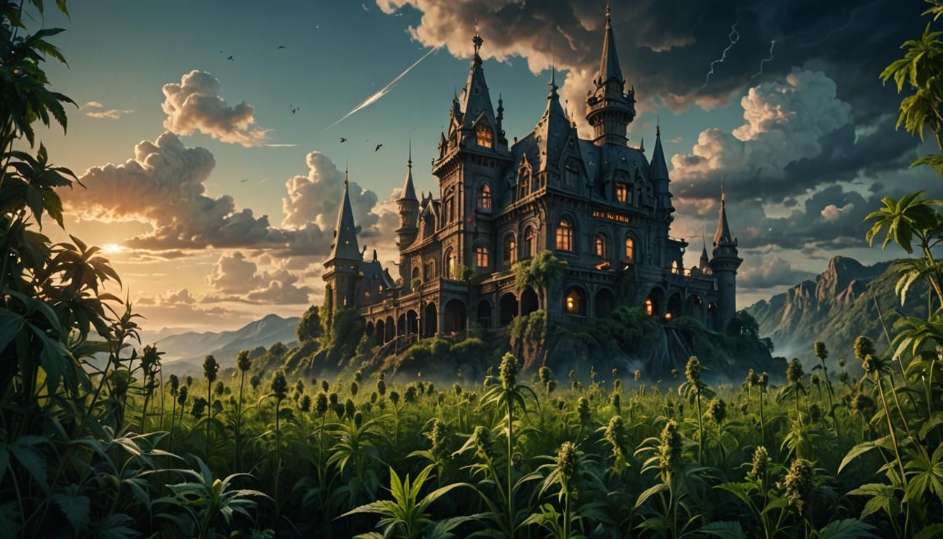 Intricate Weed Plant in Digital Matte Painting