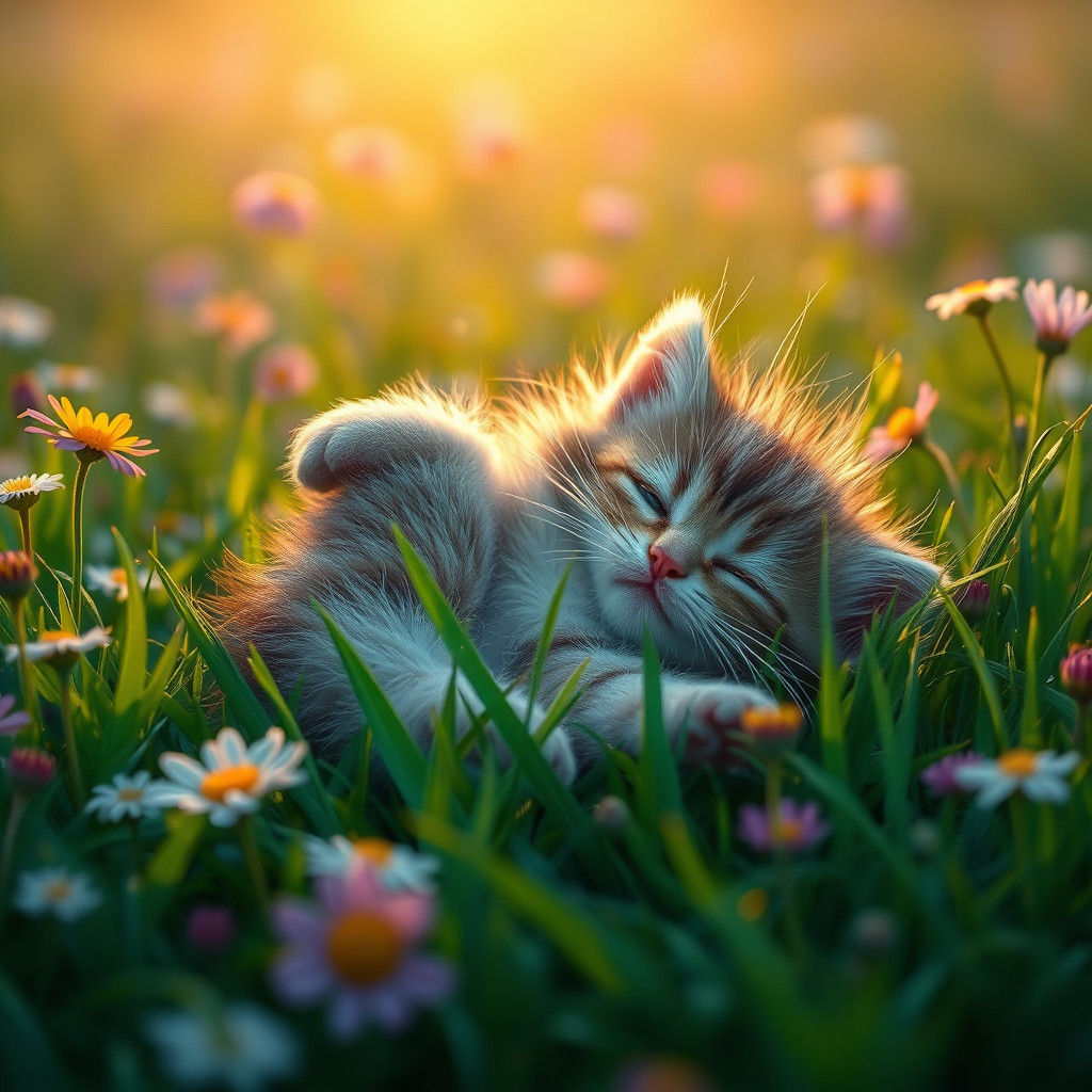 Kitten in Meadow: Fantasy Concept Art