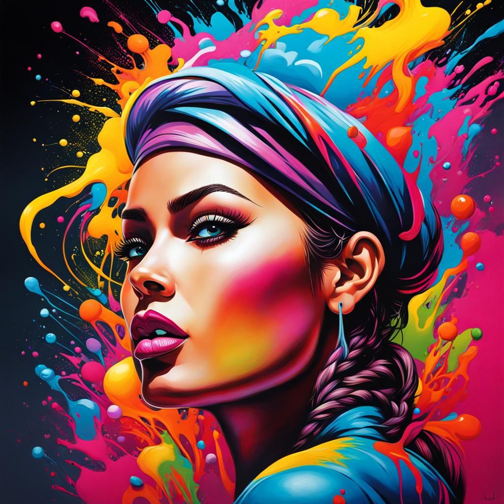Striking Graffiti Art: Nude Woman in Polychromatic Style