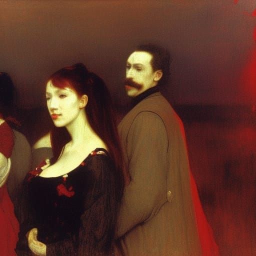 Red Figures at Dawn: A Portrait in Realist Style