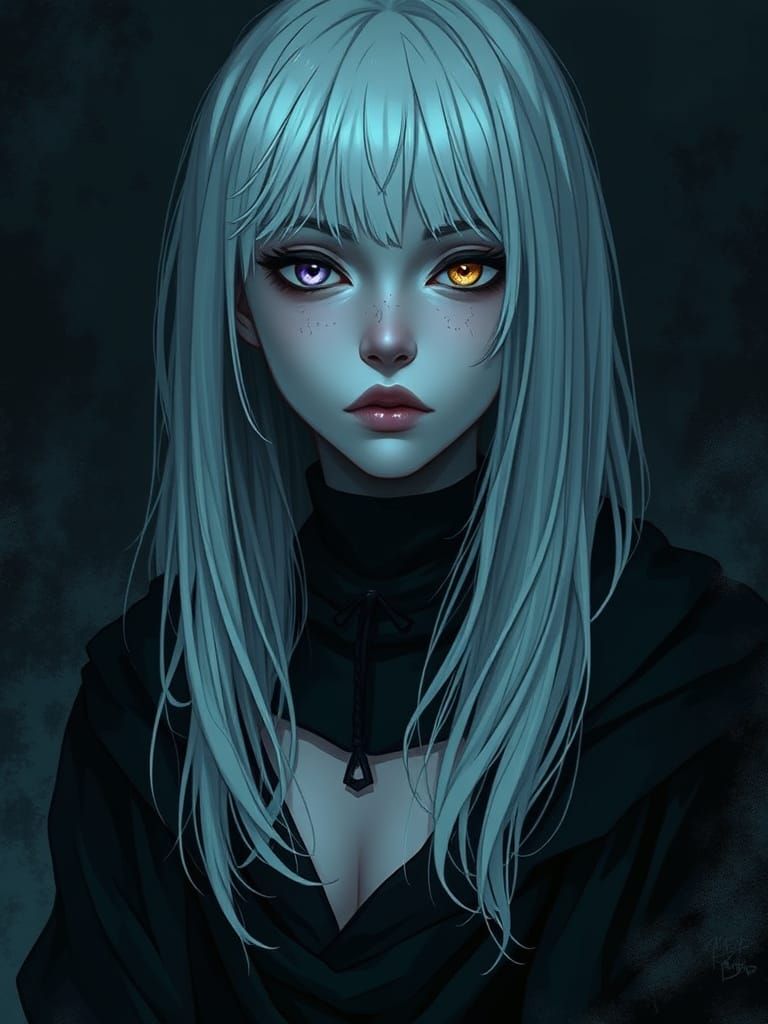 Ethereal Woman in Futuristic Noir Style