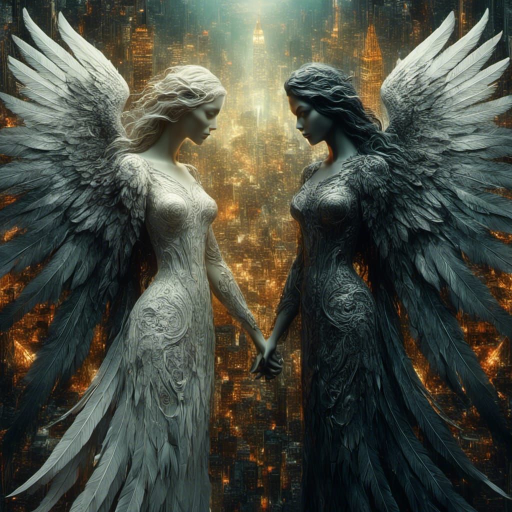 Angels in Double Exposure Style