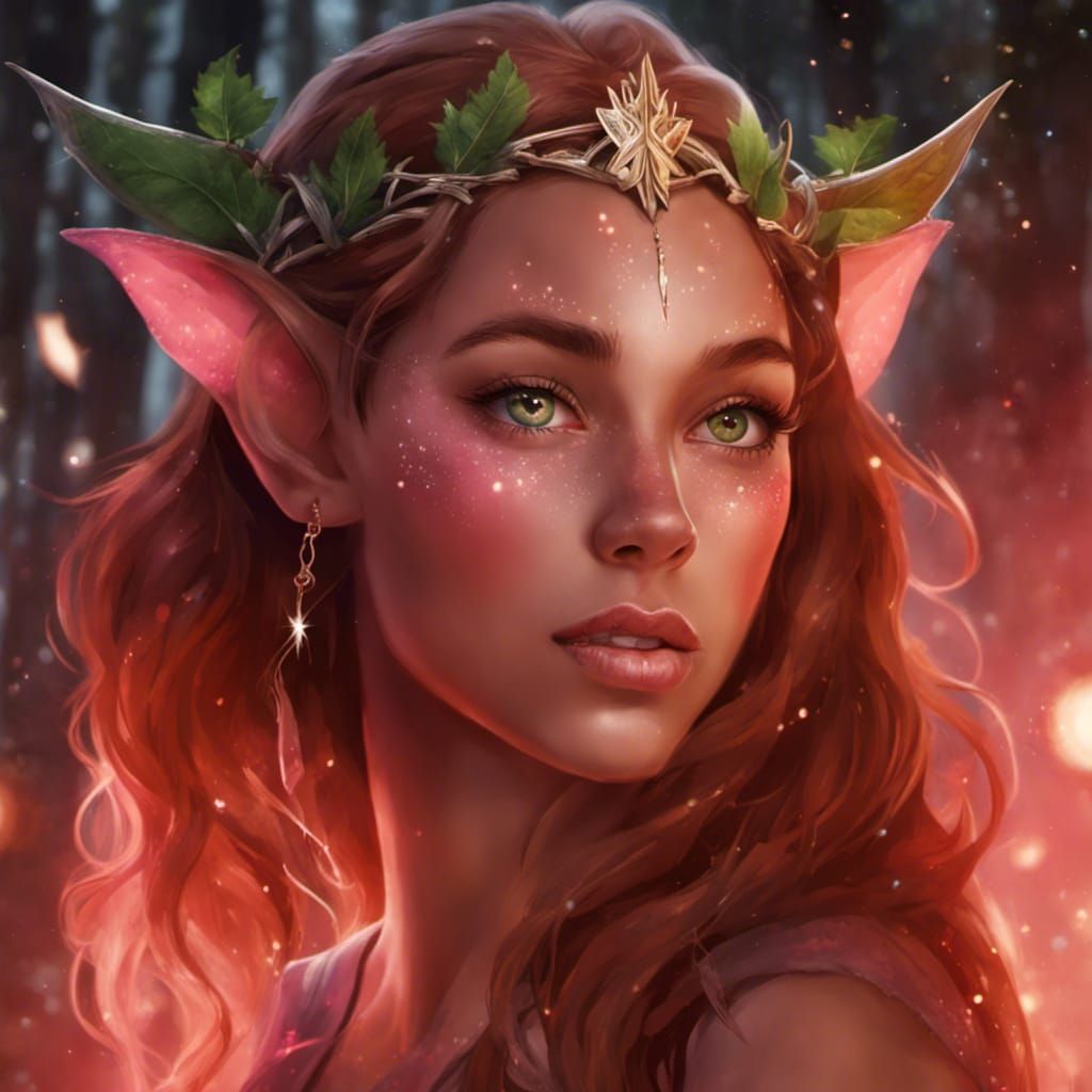 Enchanting Fairy-Elven Woman with Forest Magic