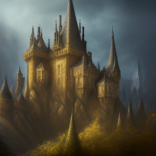 Mysterious Gothic Castle Sketch From Above