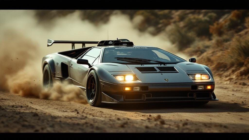 Lamborghini Diablo Rally Car Races Through Dust