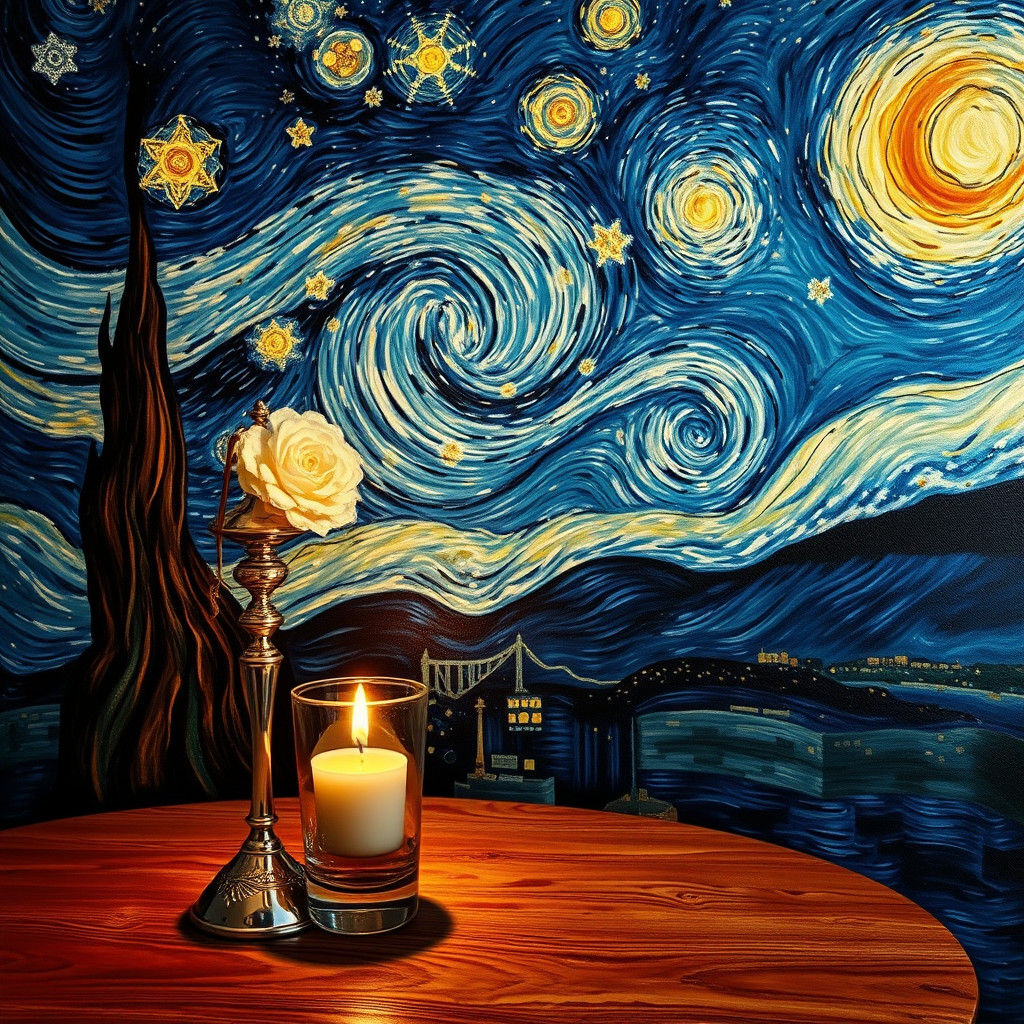 Surreal Starry Night Inspired Oil Painting