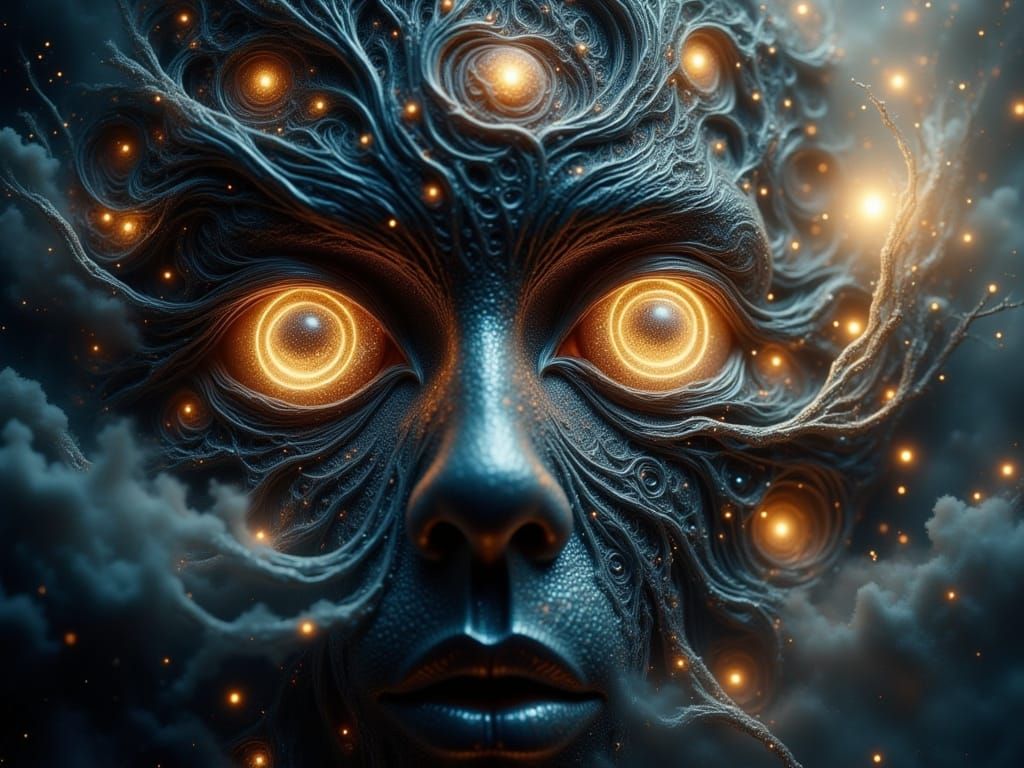 Cosmic Entity: Galactic Eyes in Quantum Fluxus Style