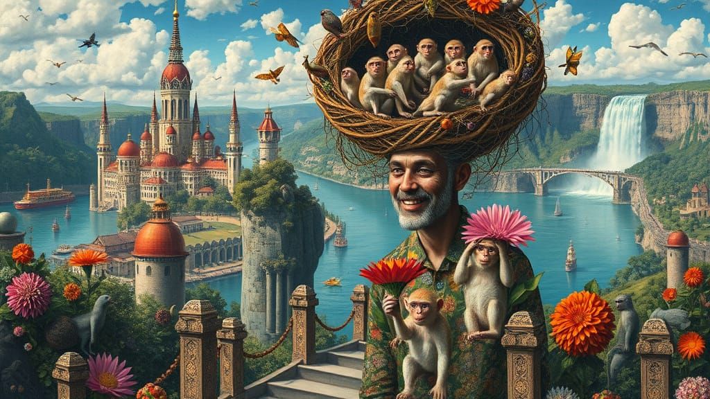 Utopian Water City with Sacred Geometry Art