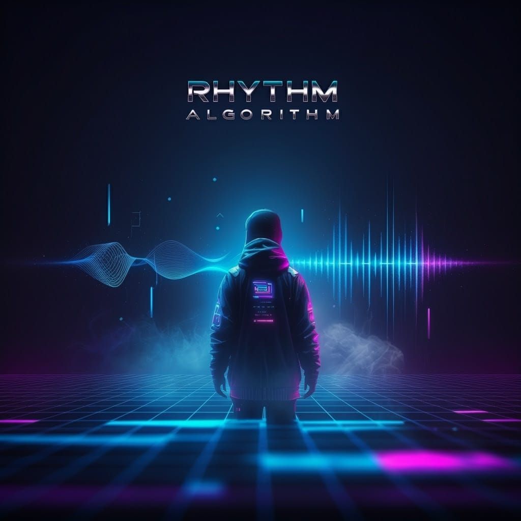 Cyberpunk Album Cover in Vibrant Digital Grid