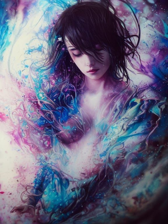 Detailed Cosmic Rainbowscape Digital Illustration