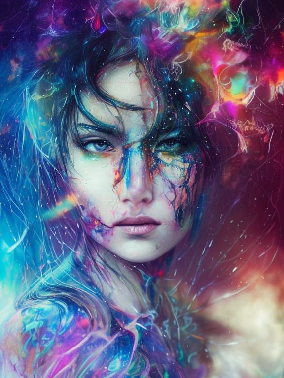 Detailed Cosmic Rainbowscape in Digital Illustration