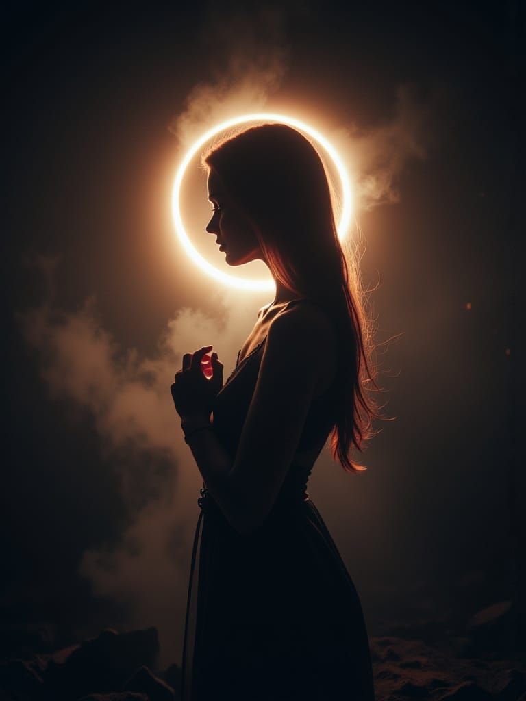 Dramatic Heart Eclipse Portrait with Sharp Details