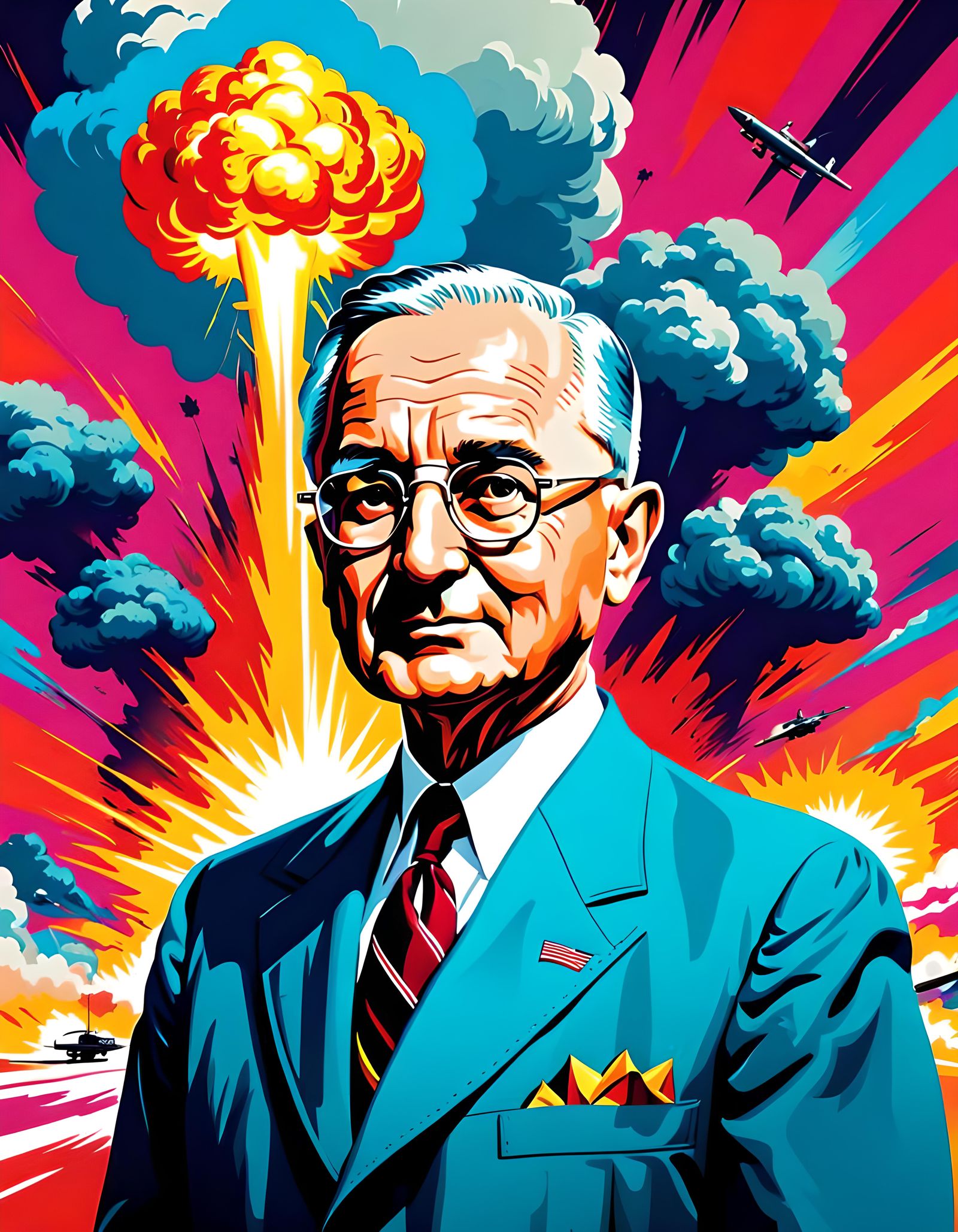 Harry Truman Portrait in Dynamic Funk Art Style