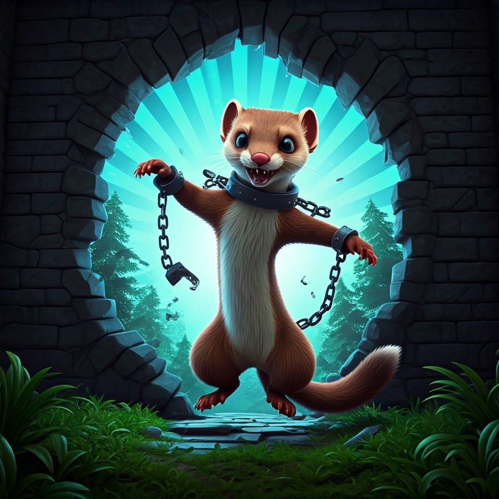 Weasel Escapes Asylum in 3D Cartoon Style