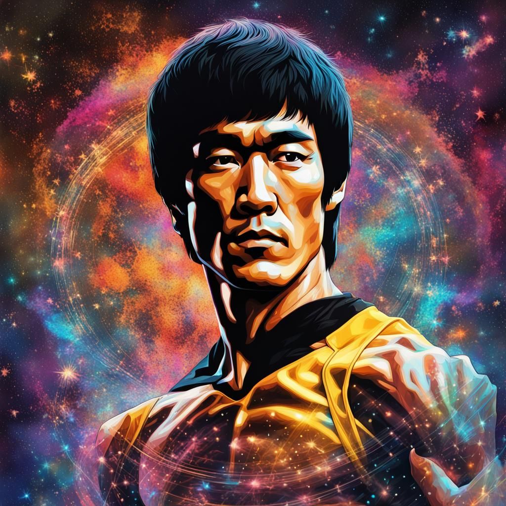 Holographic Bruce Lee Astral Illustration