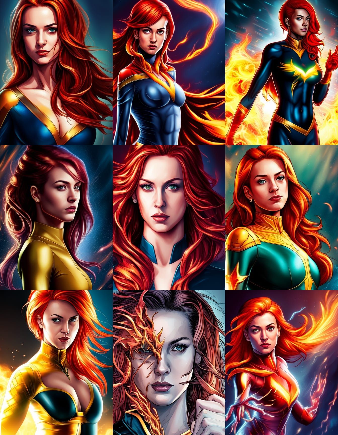 Jean Grey Phoenix: Hyperrealistic Marvel Character Portrait