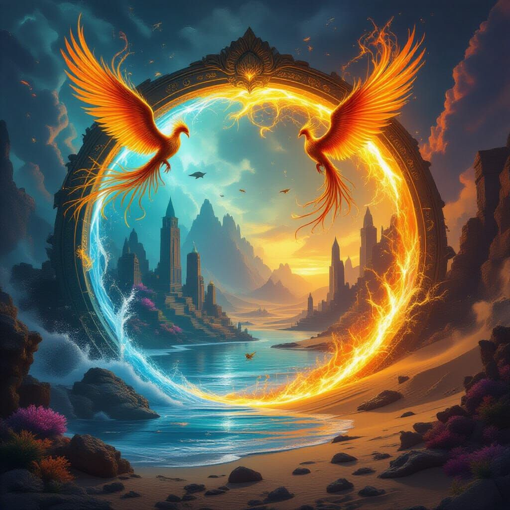 Phoenix Portal Connects Underwater Kingdom and Desert Ruins
