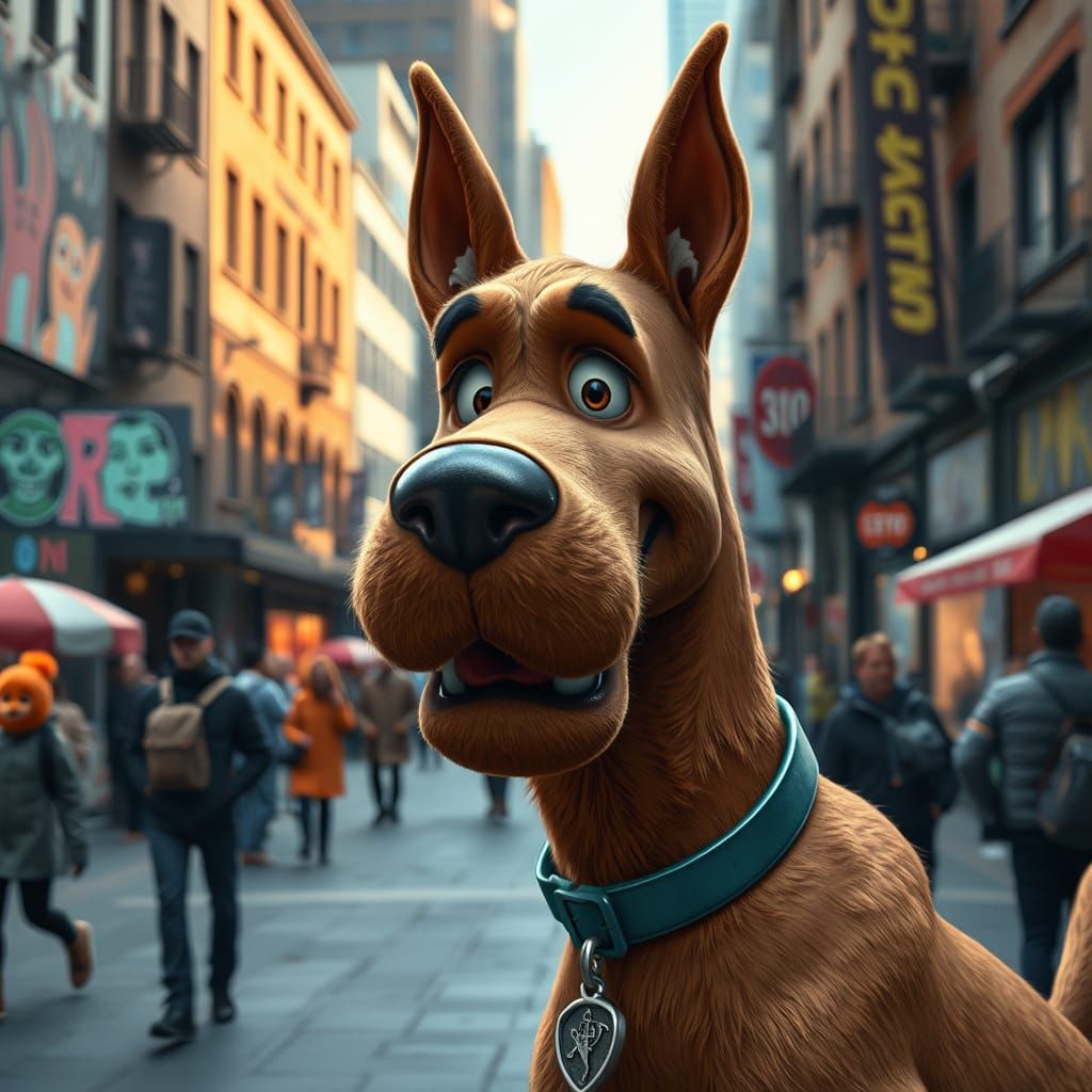 Scooby Doo in Futuristic Urban Setting