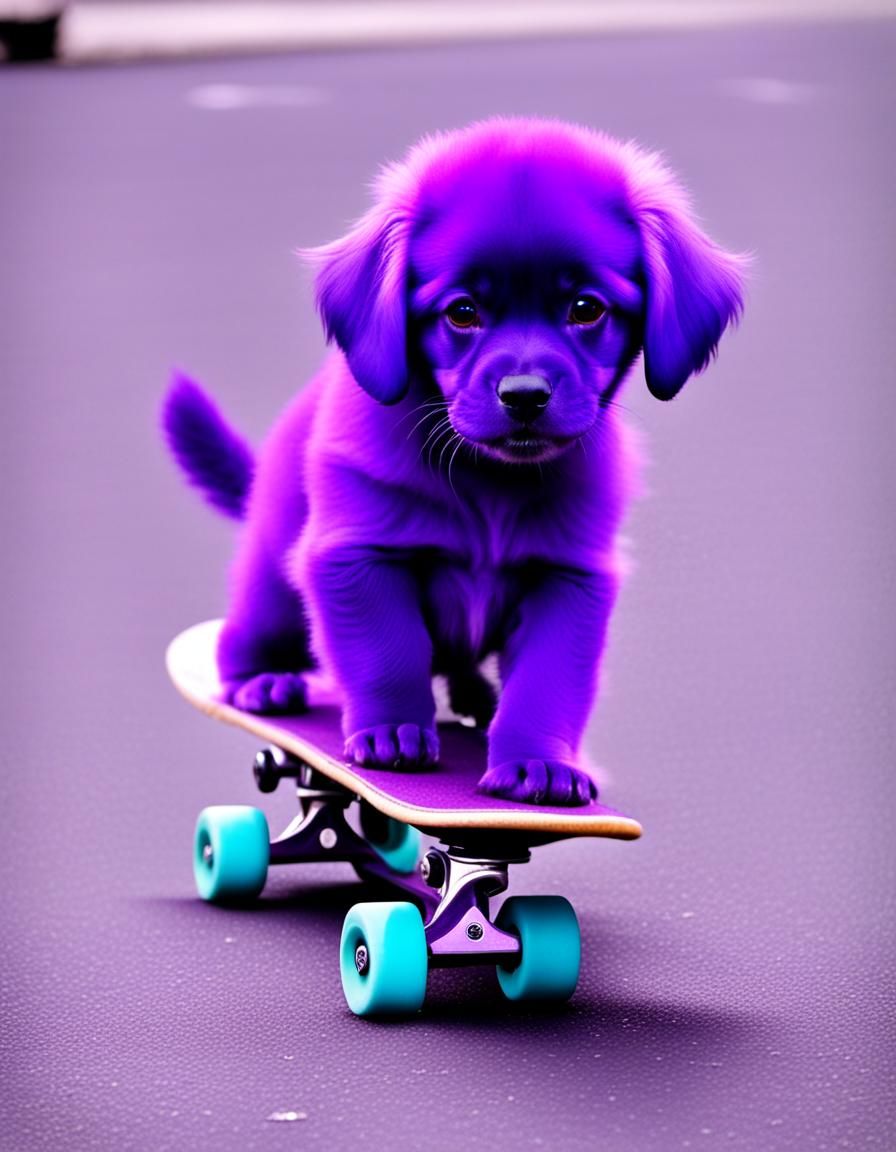 Skater Puppy in 800 Shades of Purple