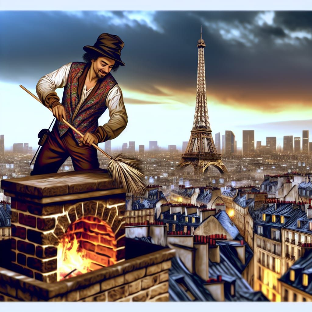 Chimney Sweep Over Paris: Matte Painting Concept Art