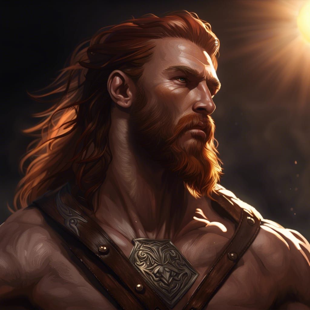 Detailed Norse God Portrait in Dark Fantasy Style