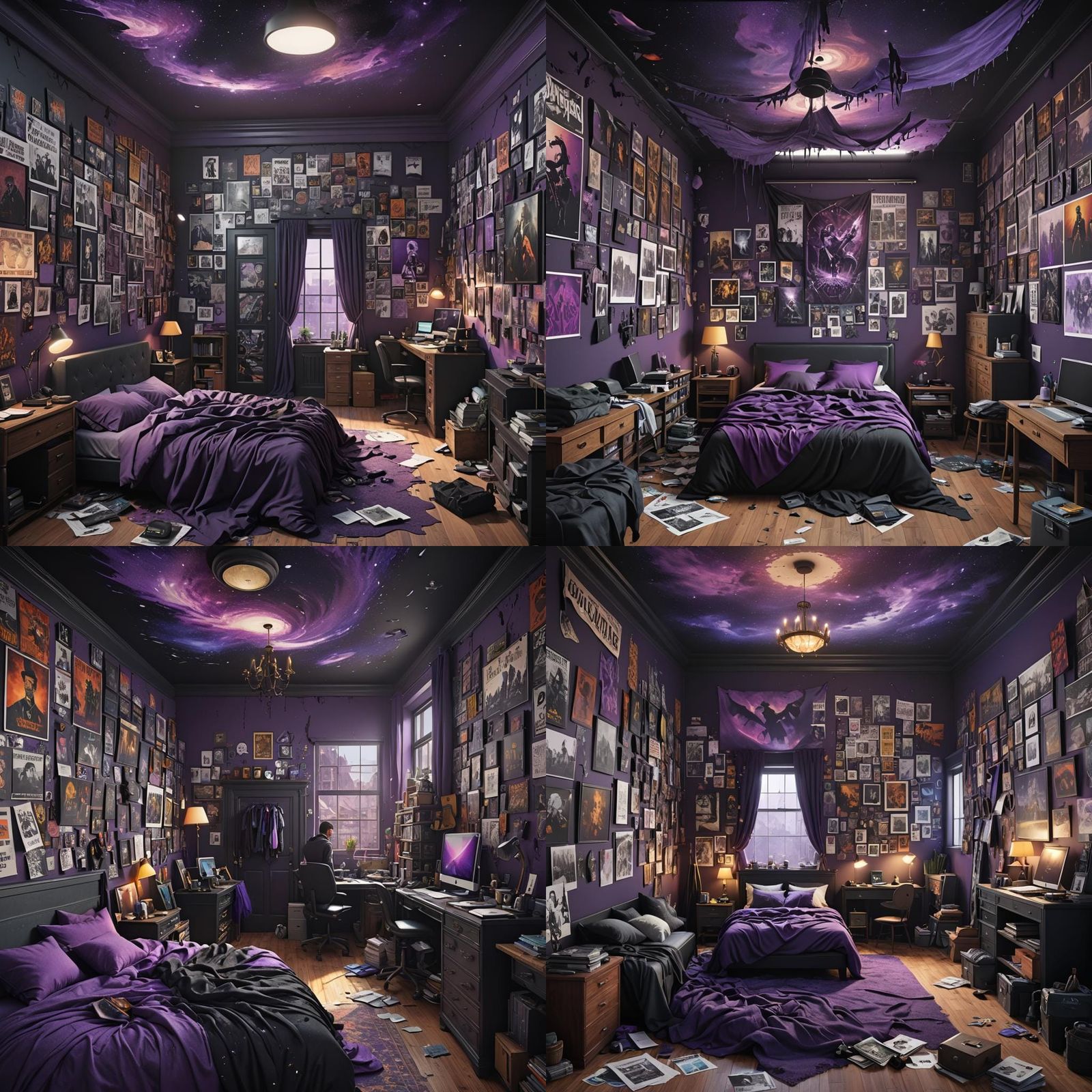 Messy Bedroom with Band Posters: Detailed Matte Painting