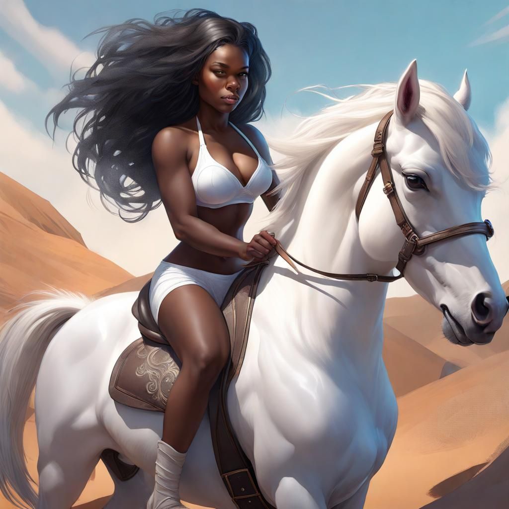 Curvy Bikini Woman on Shetland Pony