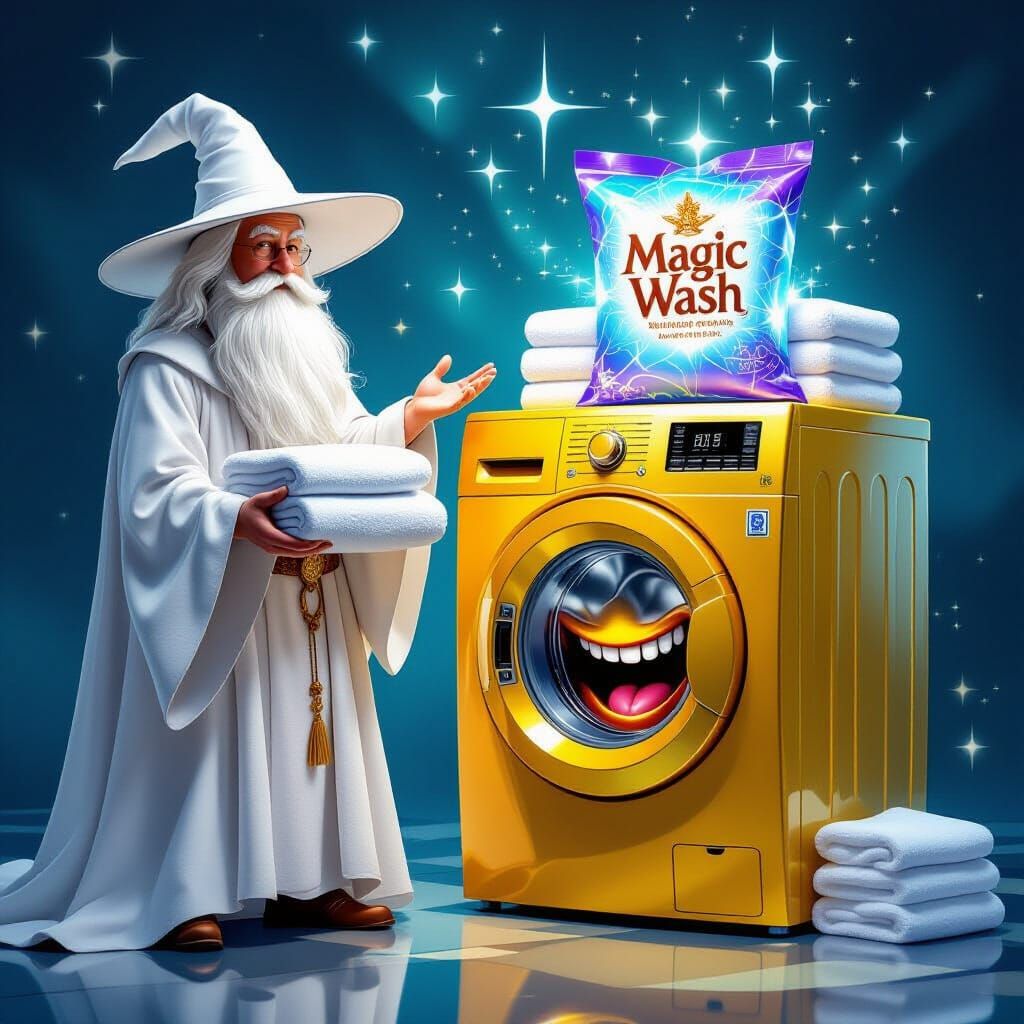 Wizard Presents Clean Towels with Magic Wash