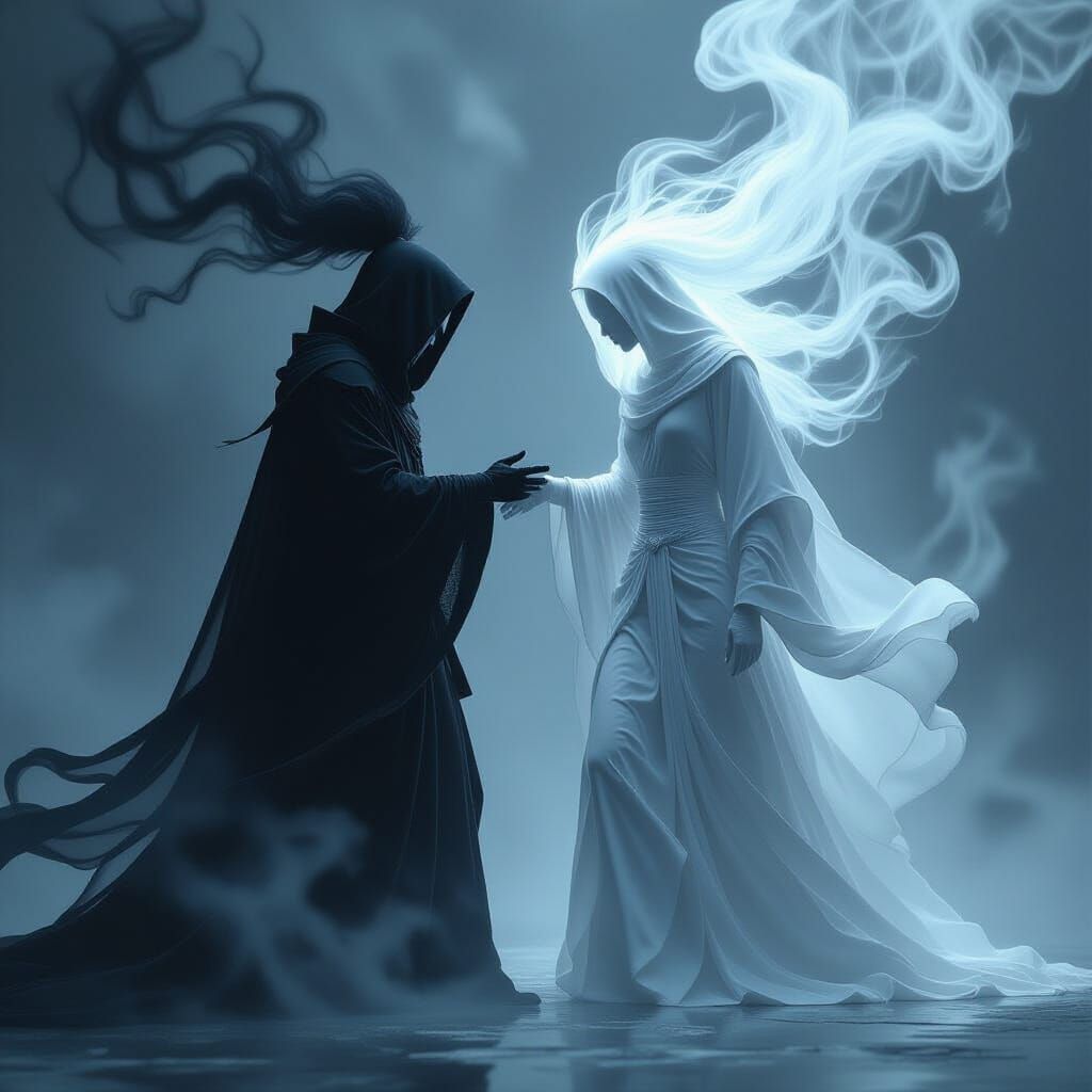 Cosmic Dance of Shadow and Light in Digital Art