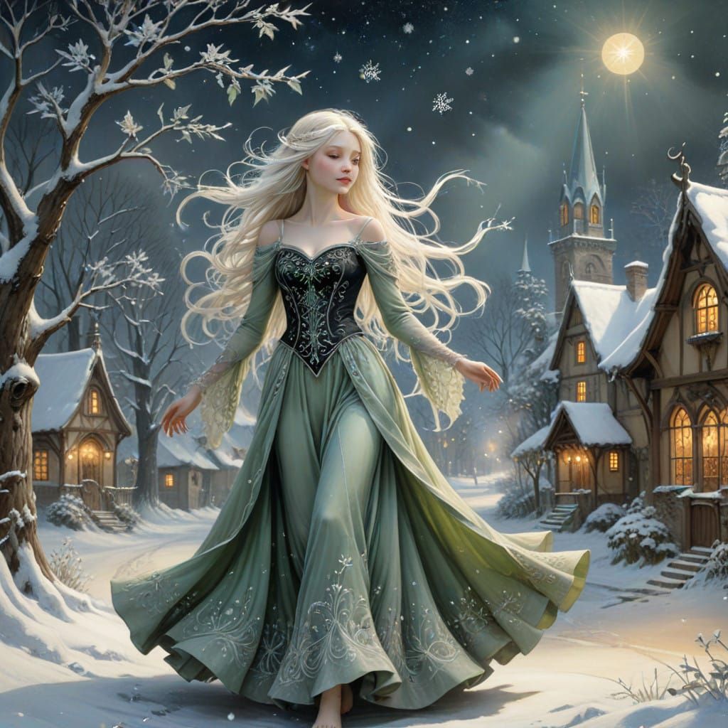 Ethereal Christmas Spirit in Whimsical Fantasy Style