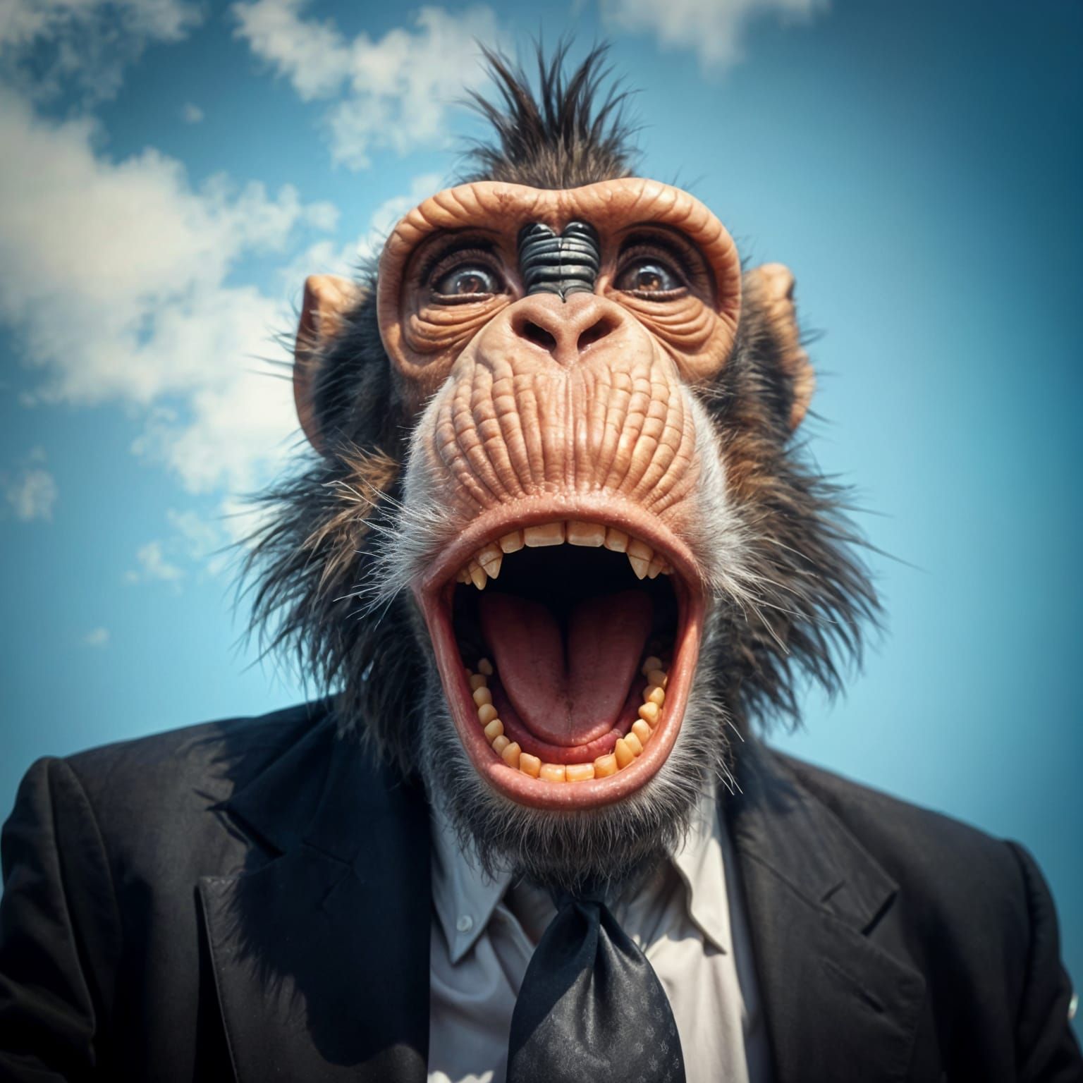 Hyperrealistic Monkey Leader with Flapping Mouth