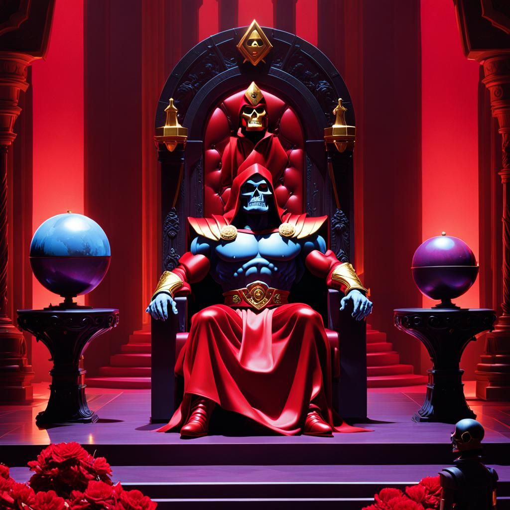 Skeletor in throne room, Cherry_Cola_Red_color Palette, Mast...