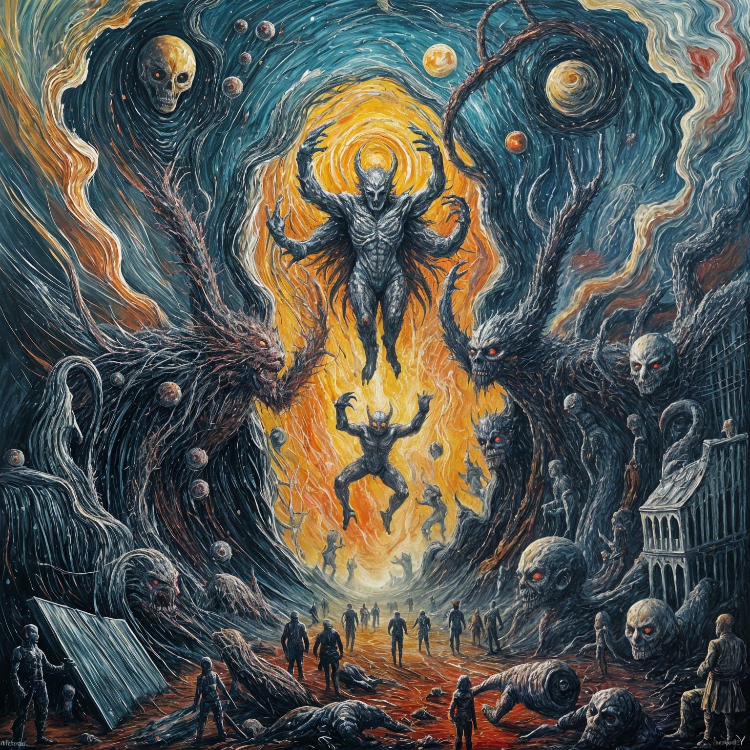 Surreal Hellscapes Unveil Monstrosities in Neo-Impressionist...