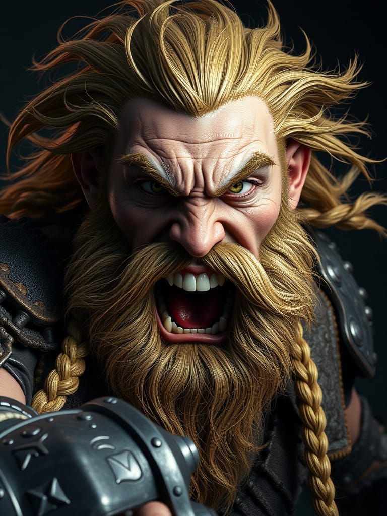 Mighty Dwarf Barbarian Charges into Battle