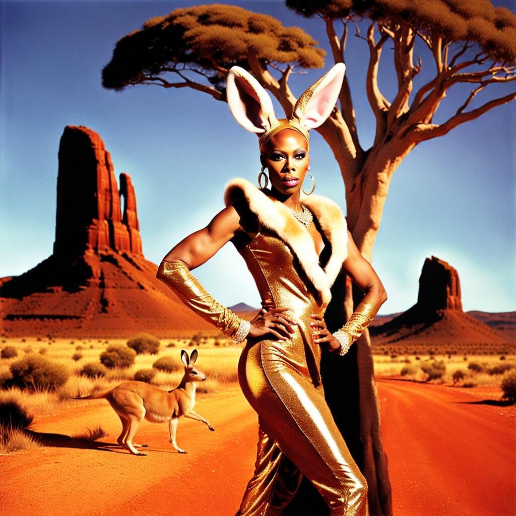 RuPaul as Glamorous Kangaroo Queen in Outback