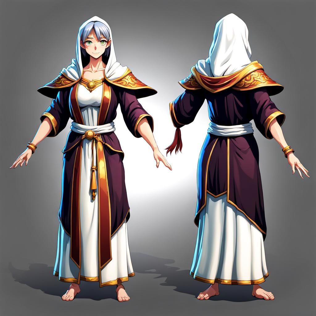 Anime Game Sprite Sheet of Old Woman