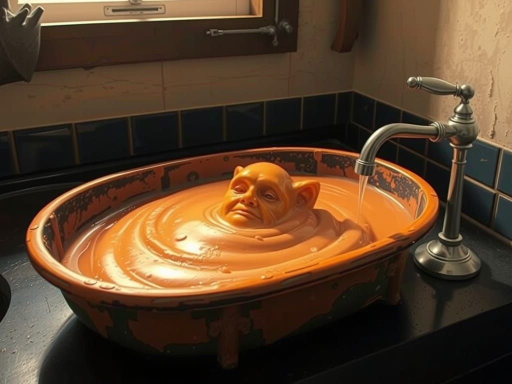 Melting Orange Goo Blob with Human Features