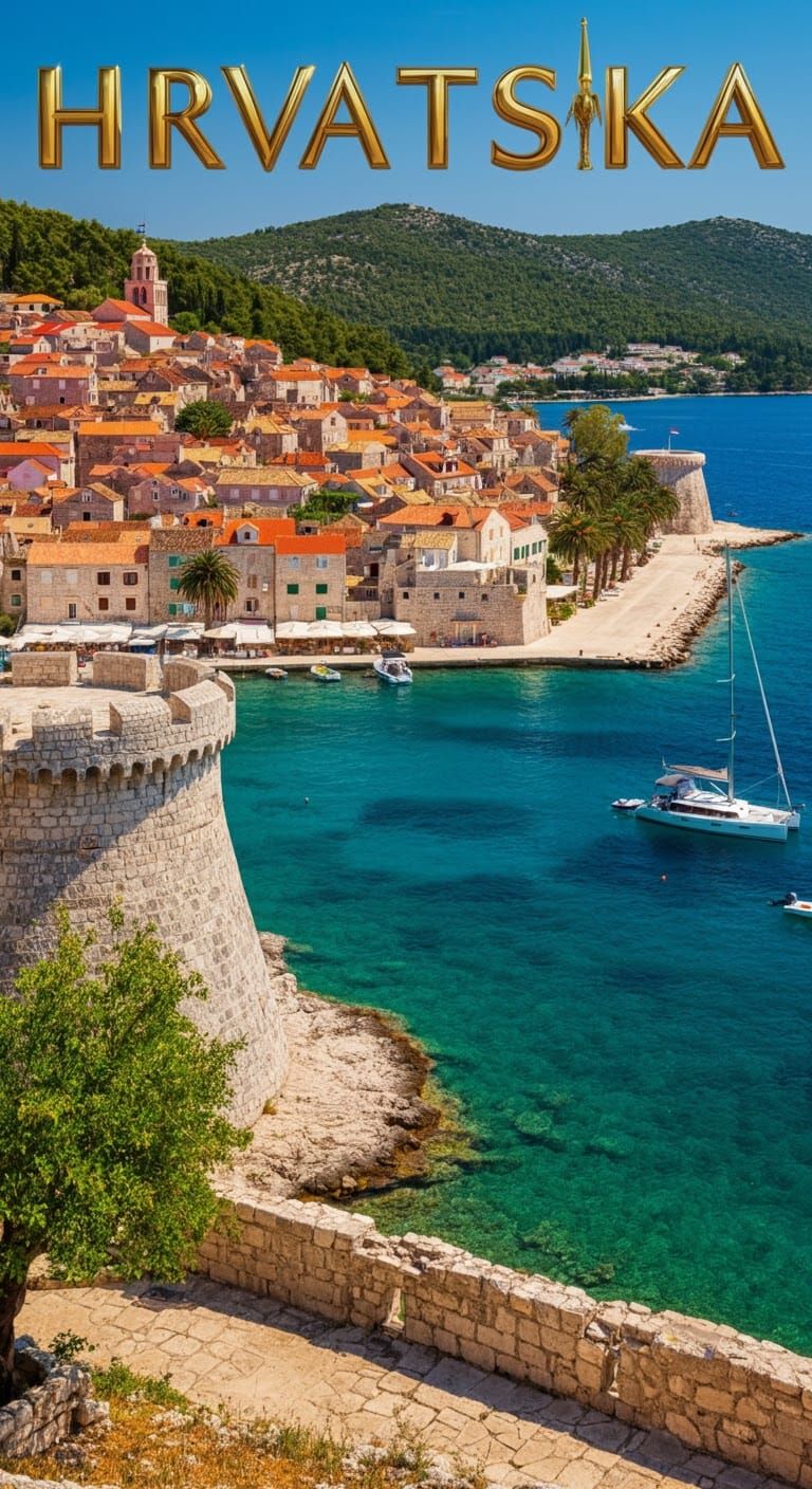 Korčula Coastline: Hrvatska in Impressionist Style