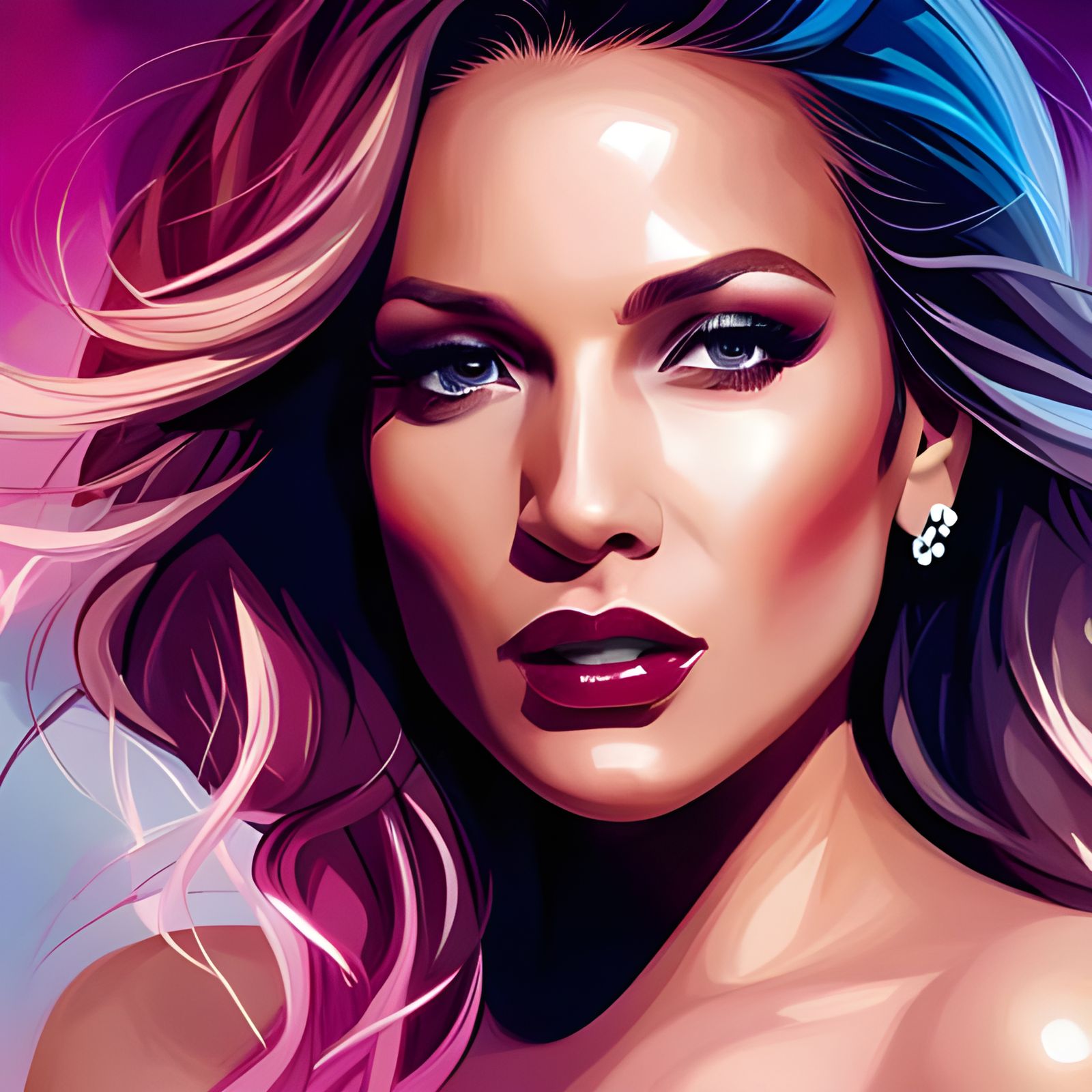 Jennifer Lopez Portrait in Hyperdetailed Digital Art Style