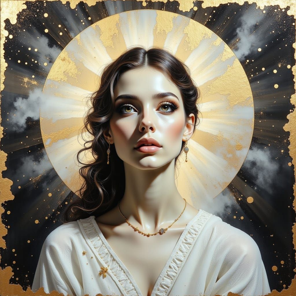 Divine Female Portrait with Radiant Glow