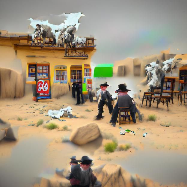 Wild West Mexican Standoff: Goya-Style Painting