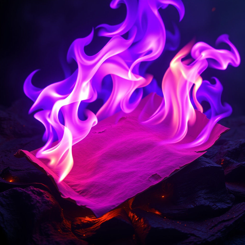 Burning Letter with Purple Flames in Matte Painting Style