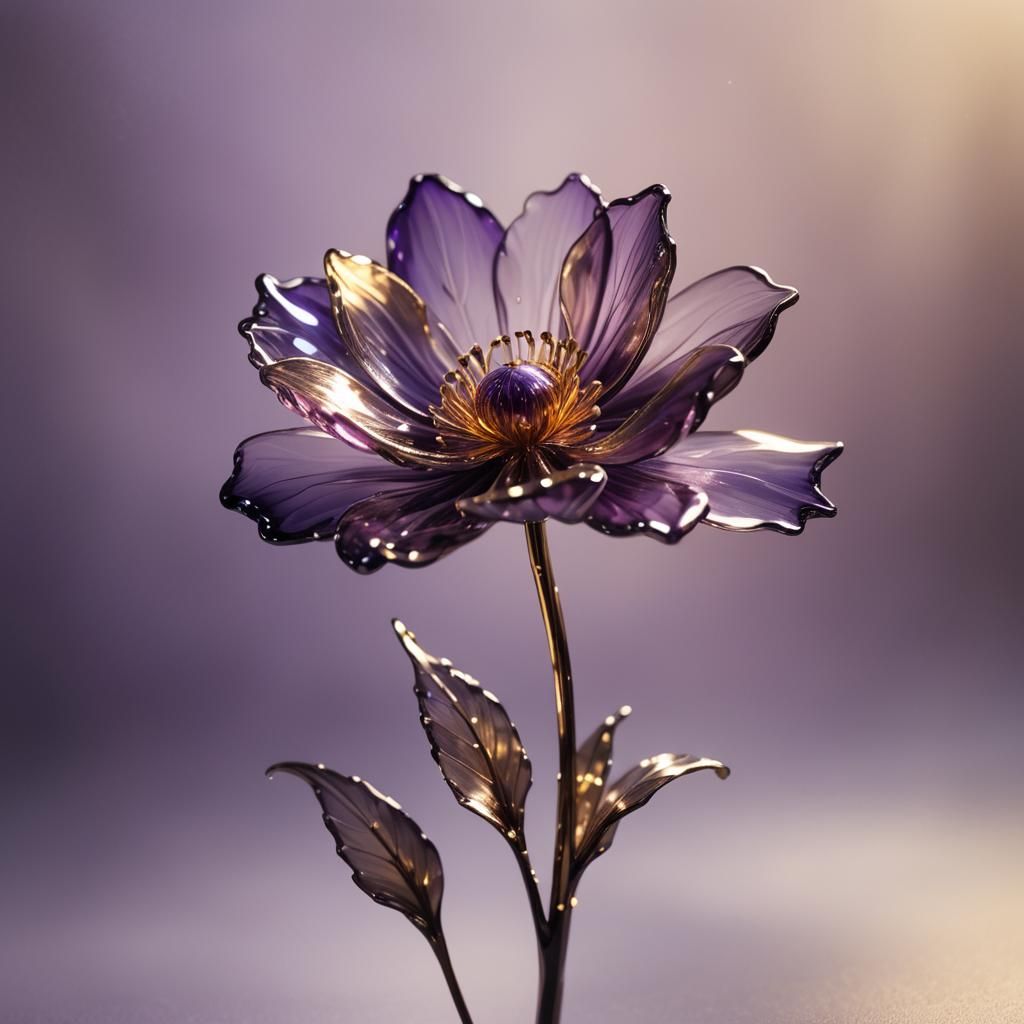 Ethereal Purple Glass Flower in Golden Light