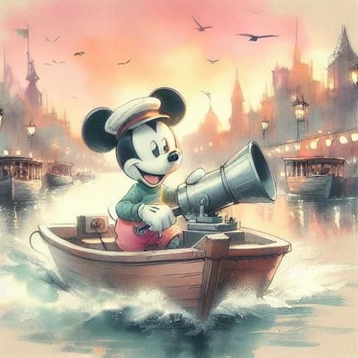 Mickey Mouse in Pastel Watercolor Artwork