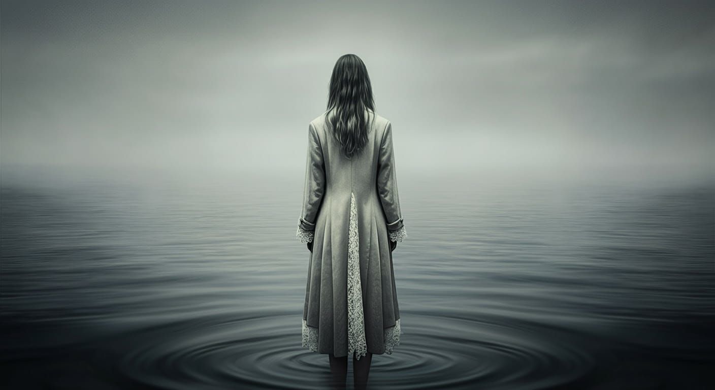 Serene Lake Reflections in Surrealist Style