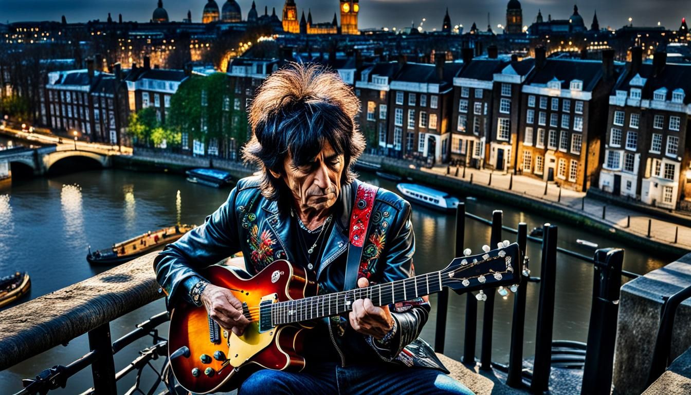 Ron Wood Performs in Hyperrealistic London Canal Scene